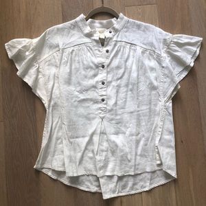Never worn white linen Anthropologie blouse size S